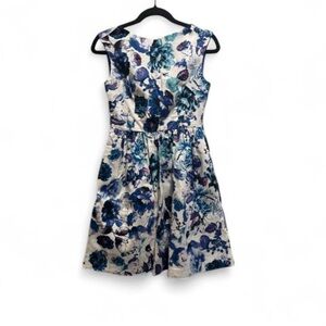 Eliza J Women's Midi Dress with Blue and Purple Floral Design